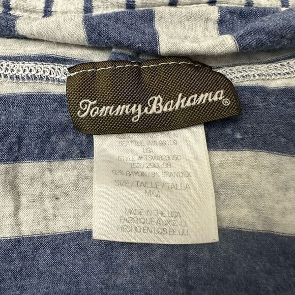 Tommy Bahama Striped Blue Longseeve Deep V Neck Cover Up Beach Hoodie sz M - Picture 5 of 8